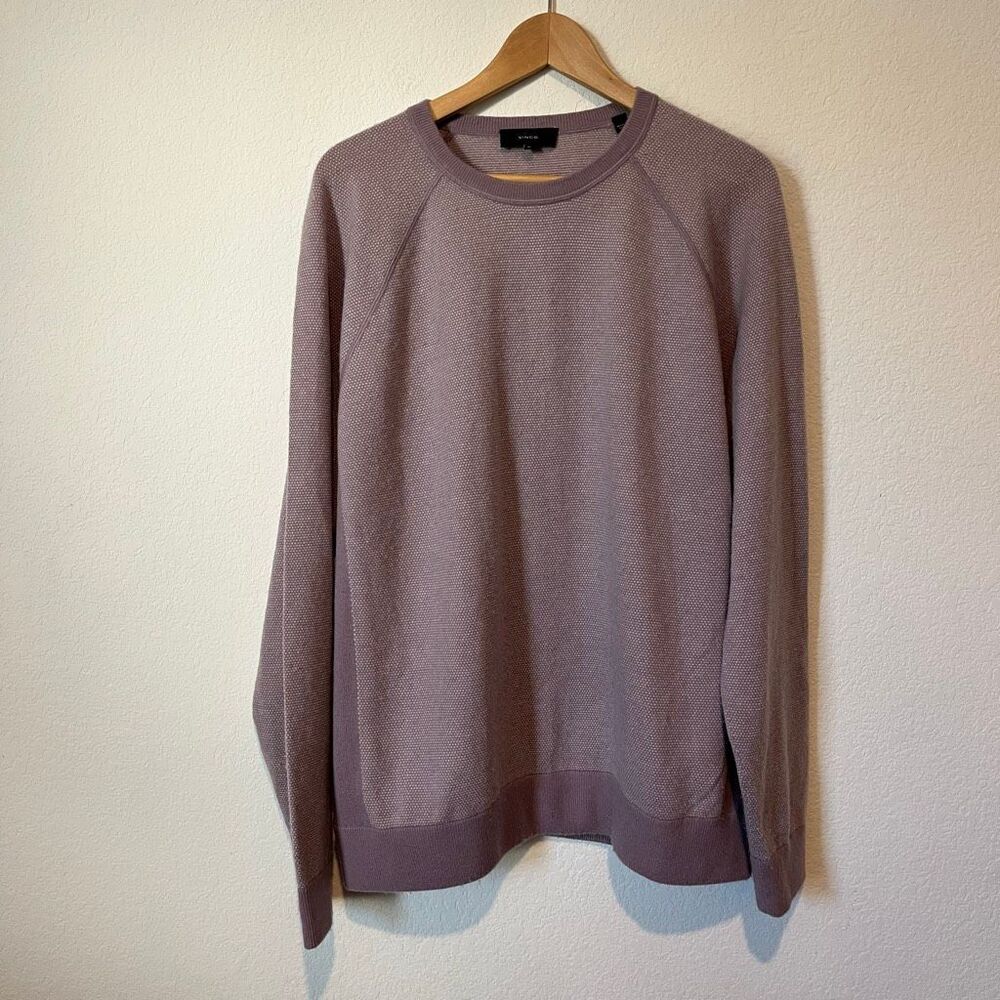 Vince Purple Cashmere Wool Birdseye Crewneck Sweater Men's Size XL